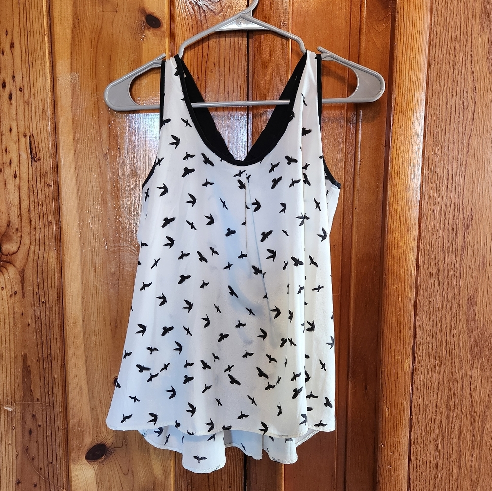 Bow Back Atmosphere Bird Pattern Tank